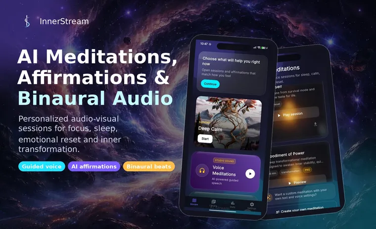 InnerStream AI meditations, affirmations and binaural audio preview